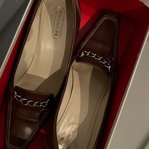 Coach Heels Brown with dangling “C” size 8